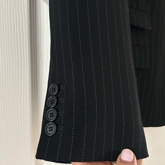Calvin Klein Black Pinstripe Suit Blazer Size 4 Pants Size 8 - Picture 6 of 16